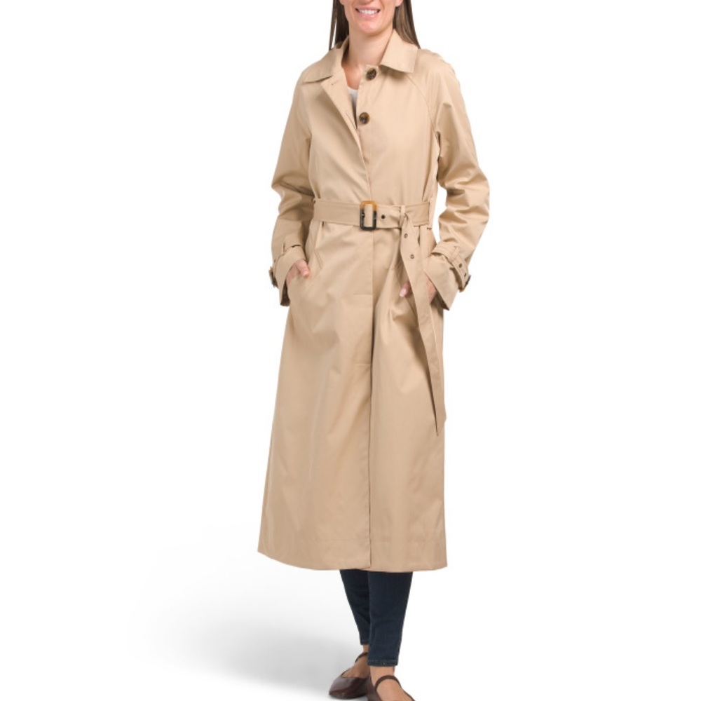 Bernardo Modern Balmaccan Trench Coat Sand Color Size L